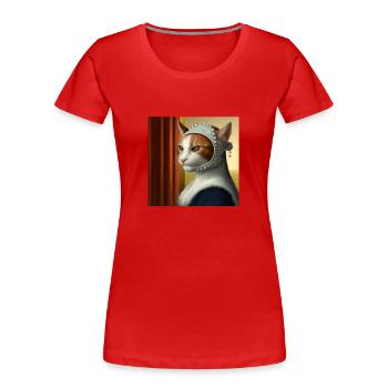Cat Art History - Women's Premium Organic T-Shirt - red - Front - Mia (176cm)