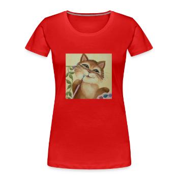 Cat Art History - Women's Premium Organic T-Shirt - red - Front - Mia (176cm)