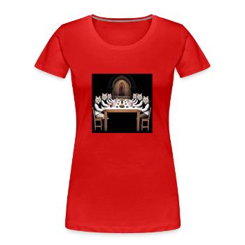 Cat Art History - Women's Premium Organic T-Shirt - red - Front - Mia (176cm)