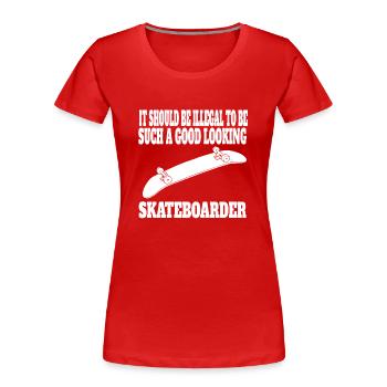 Skateboard Skating Skater Skateboarding Longboard - T-shirt bio Premium Femme - rouge - Devant - Mia (176cm)
