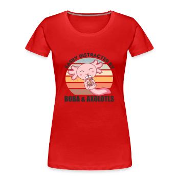 Bubble Tea Axolotl Chocolat Animaux mignons Boba - T-shirt bio Premium Femme - rouge - Devant - Mia (176cm)