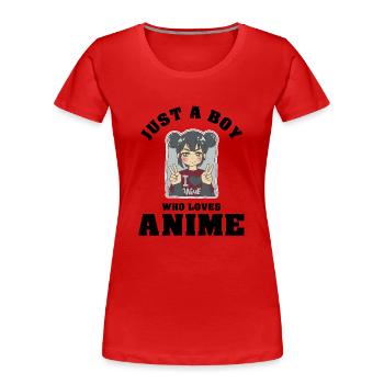 Just A Boy Who Loves Anime - Frauen Premium Bio T-Shirt - Rot - Vorne - Mia (176cm)