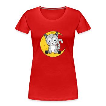 Moon cat cute animals for kids for the night - Women's Premium Organic T-Shirt - red - Front - Mia (176cm)