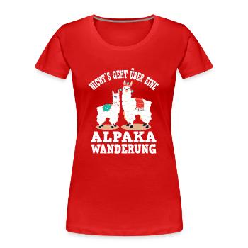 Alpaka und Lama Wanderung - Frauen Premium Bio T-Shirt - Rot - Vorne - Mia (176cm)