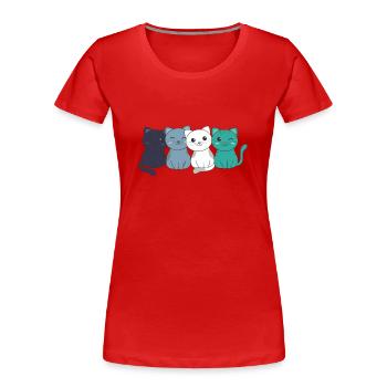 oriented aroace Flag Pride LGBTQ cute cats - Women's Premium Organic T-Shirt - red - Front - Mia (176cm)