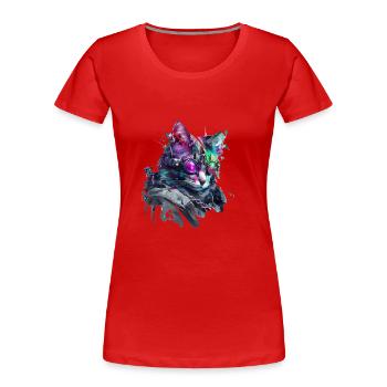 Chat moderne - T-shirt bio Premium Femme - rouge - Devant - Mia (176cm)