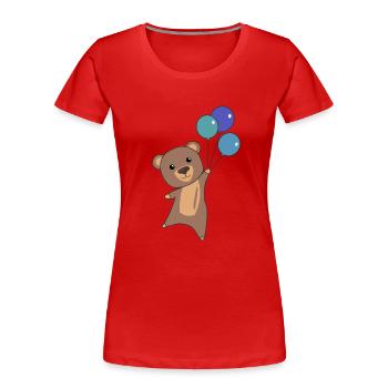 L’ours vole avec des ballons - T-shirt bio Premium Femme - rouge - Devant - Mia (176cm)