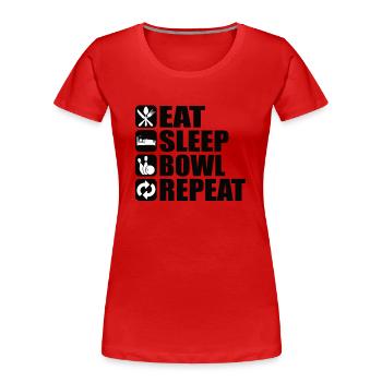 Bowling Cone Spareball Pins Ball Strike - Women's Premium Organic T-Shirt - red - Front - Mia (176cm)