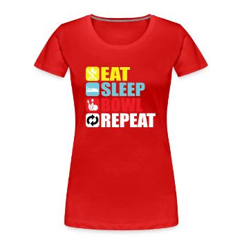 Bowling Cone Spareball Pins Ball Strike - Women's Premium Organic T-Shirt - red - Front - Mia (176cm)