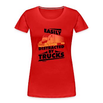 Easily Distracted By Trucks - Women's Premium Organic T-Shirt - red - Front - Mia (176cm)