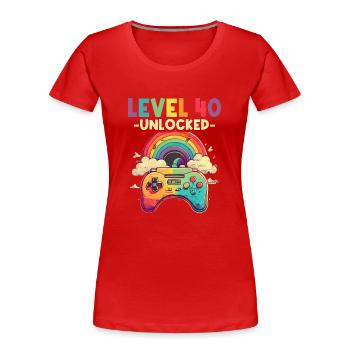 Level 40 Jahre Gaming 40er 40 Geburtstag - Frauen Premium Bio T-Shirt - Rot - Vorne - Mia (176cm)