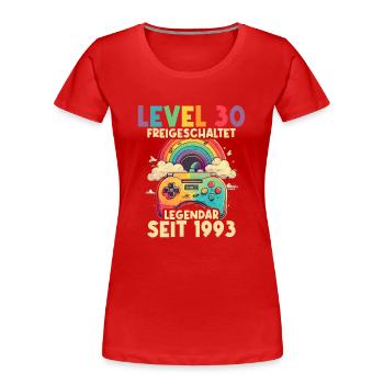 1993 Level 30 Jahre Gaming 30er 30 Geburtstag - Frauen Premium Bio T-Shirt - Rot - Vorne - Mia (176cm)