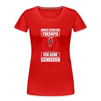 Therapie Sportschießen Schützenfest Sportschütze - Frauen Premium Bio T-Shirt - Rot - Vorne - Mia (176cm)