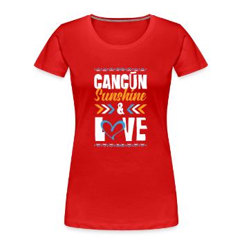 Cancun Amour - T-shirt bio Premium Femme - rouge - Devant - Mia (176cm)
