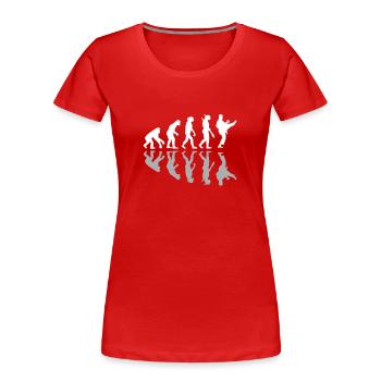Human Evolution Karate Martial Arts Lover MMA - Frauen Premium Bio T-Shirt - Rot - Vorne - Mia (176cm)