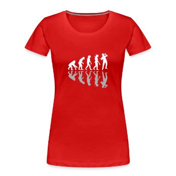 Human Evolution Chanteur Chantant Mélomane - T-shirt bio Premium Femme - rouge - Devant - Mia (176cm)