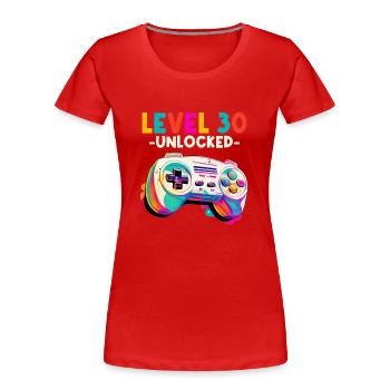 Level 30 Jahre Gaming 30er 30 Geburtstag - Frauen Premium Bio T-Shirt - Rot - Vorne - Mia (176cm)