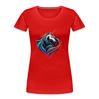 Einhornherz - Frauen Premium Bio T-Shirt - Rot - Vorne - Mia (176cm)