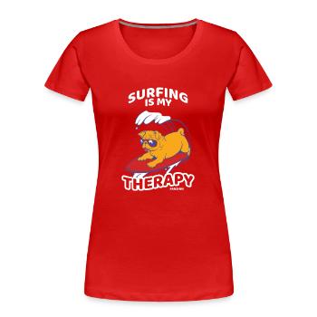 Surfing Is My Therapy - Frauen Premium Bio T-Shirt - Rot - Vorne - Mia (176cm)