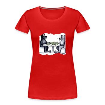Cats Playing Cards - Frauen Premium Bio T-Shirt - Rot - Vorne - Mia (176cm)