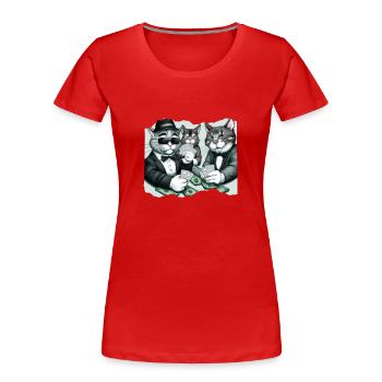 Cats Playing Cards - Frauen Premium Bio T-Shirt - Rot - Vorne - Mia (176cm)