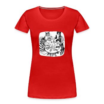 Cats Playing Cards - Frauen Premium Bio T-Shirt - Rot - Vorne - Mia (176cm)