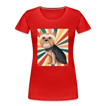 Niedliche Yorkshire Terrier Hunderasse 80er 90er Jahre Retro - Frauen Premium Bio T-Shirt - Rot - Vorne - Mia (176cm)