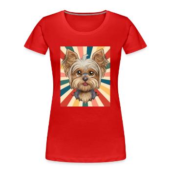 Niedliche Yorkshire Terrier Hunderasse 80er 90er Jahre Retro - Frauen Premium Bio T-Shirt - Rot - Vorne - Mia (176cm)