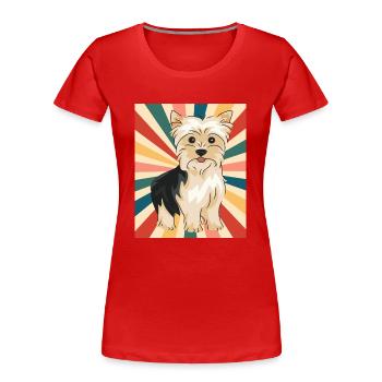 Niedliche Yorkshire Terrier Hunderasse 80er 90er Jahre Retro - Frauen Premium Bio T-Shirt - Rot - Vorne - Mia (176cm)