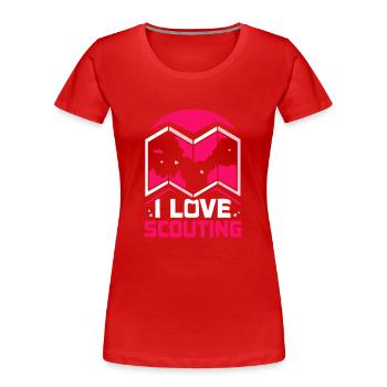 J’aime le camp de tentes scoutes du clan scout - T-shirt bio Premium Femme - rouge - Devant - Mia (176cm)