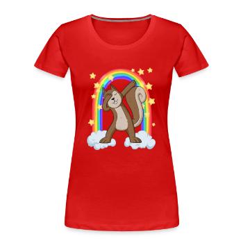 dabbing écureuil à la Rainbow Gate - T-shirt bio Premium Femme - rouge - Devant - Mia (176cm)