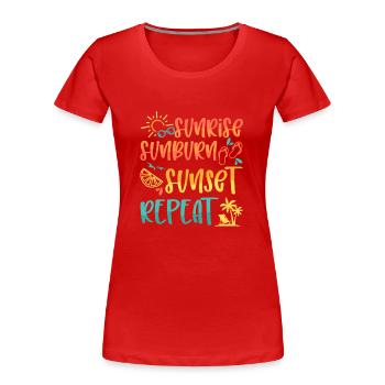 Sunrise Sunburn Sunset Repeat, Summer Beach Vacay - T-shirt bio Premium Femme - rouge - Devant - Mia (176cm)