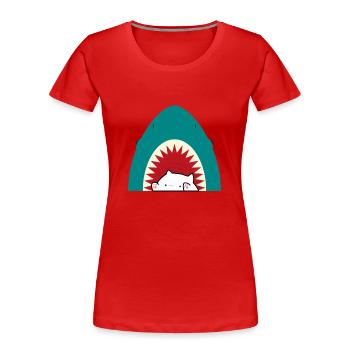 Chat mangeur de requins - T-shirt bio Premium Femme - rouge - Devant - Mia (176cm)