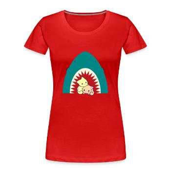 Chat mangeur de requins - T-shirt bio Premium Femme - rouge - Devant - Mia (176cm)