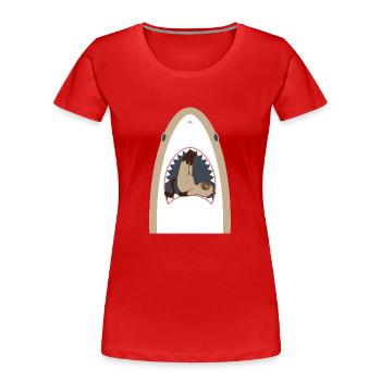 Chat mangeur de requins - T-shirt bio Premium Femme - rouge - Devant - Mia (176cm)