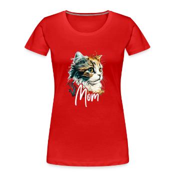 Cat Mom - Cat Mom Cute Women Cat Tshirt - T-shirt bio Premium Femme - rouge - Devant - Mia (176cm)