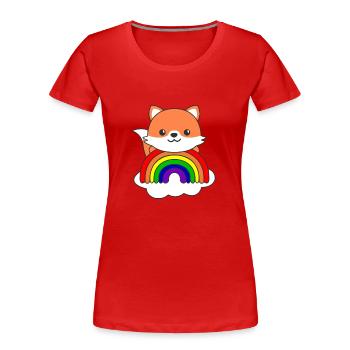 Fuchs bunter Regenbogen für Kinder süßes Fuchs - Frauen Premium Bio T-Shirt - Rot - Vorne - Mia (176cm)