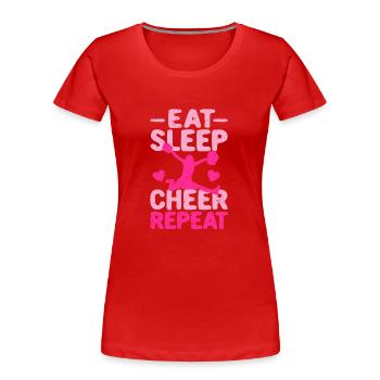 EAT SLEEP CHEER REPEAT Cheerleading Team Cheerlead - Women's Premium Organic T-Shirt - red - Front - Mia (176cm)