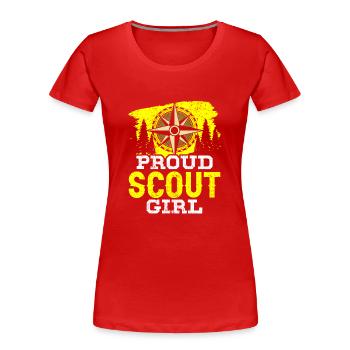 Fiers scouts du camp du clan scout - T-shirt bio Premium Femme - rouge - Devant - Mia (176cm)