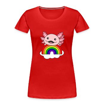 Axolotl bunter Regenbogen für Kinder süßes Axolotl - Frauen Premium Bio T-Shirt - Rot - Vorne - Mia (176cm)