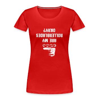Patin à roues alignées Cadeau de patin à roues alignées - T-shirt bio Premium Femme - rouge - Devant - Mia (176cm)