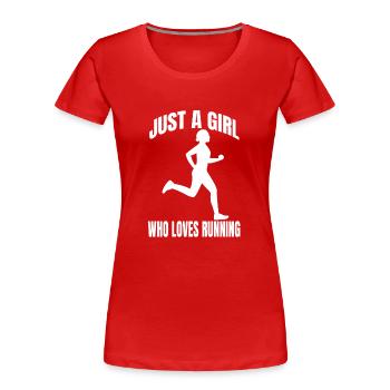 jogger running cardio fit jogging training running - Women's Premium Organic T-Shirt - red - Front - Mia (176cm)