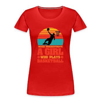 Basketball Femme Basketball féminin - T-shirt bio Premium Femme - rouge - Devant - Mia (176cm)