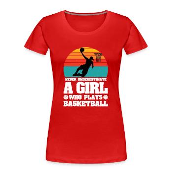 Basketball Femme Basketball féminin - T-shirt bio Premium Femme - rouge - Devant - Mia (176cm)