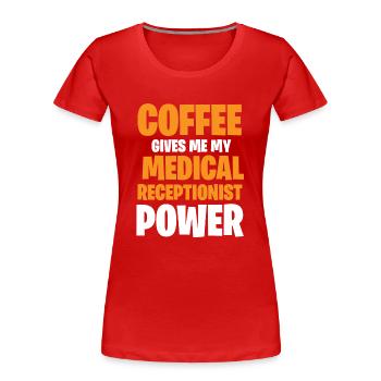 Réceptionniste médicale - T-shirt bio Premium Femme - rouge - Devant - Mia (176cm)