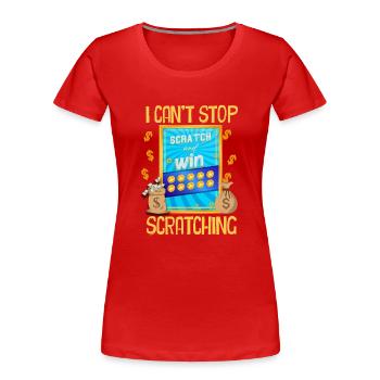 I Can't Stop Scratching - Women's Premium Organic T-Shirt - red - Front - Mia (176cm)