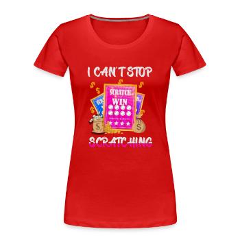 I Can't Stop Scratching - Women's Premium Organic T-Shirt - red - Front - Mia (176cm)