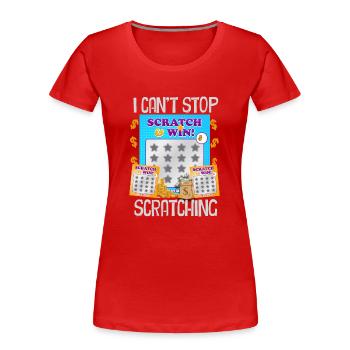 I Can't Stop Scratching - Women's Premium Organic T-Shirt - red - Front - Mia (176cm)