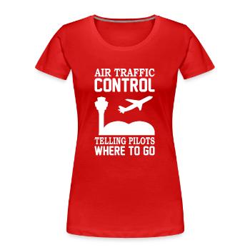Fluglotse Luftverkehr Towerlotse Flugbegleiter - Frauen Premium Bio T-Shirt - Rot - Vorne - Mia (176cm)