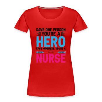 Service ambulancier Infirmier paramédical - T-shirt bio Premium Femme - rouge - Devant - Mia (176cm)
